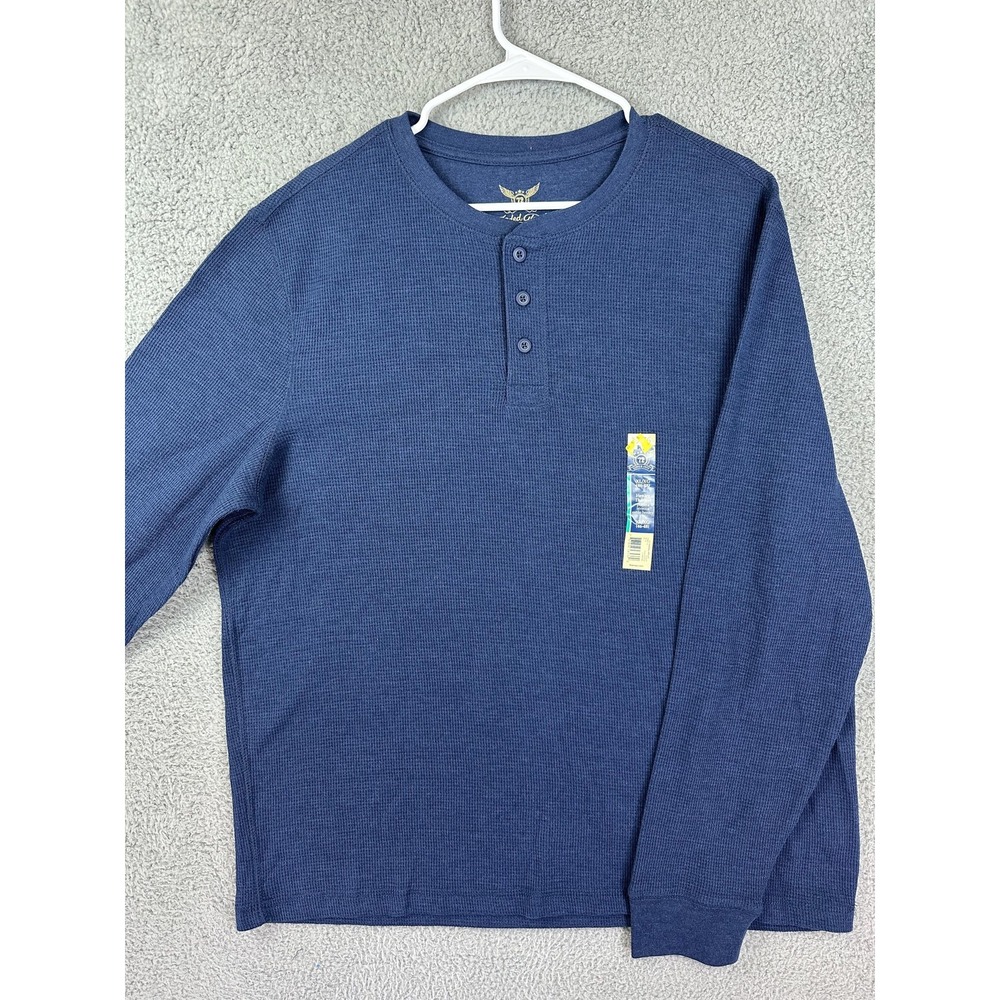 Faded Glory Henley Thermal Shirt Mens XL Extra Large Long Sleeve Waffle Knit New